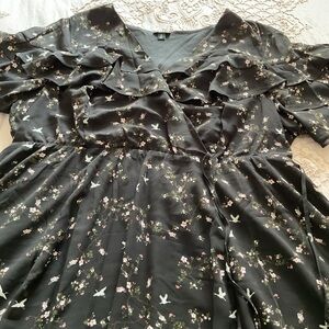 Torrid Black Floral Wrap Dress